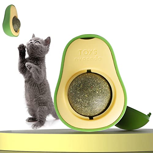 GGISUI Katzenminze Balls Spielzeug für Katzen, Drehbare Catnip Ball Wandroller Avocado Form Interaktives katzenspielzeug für Katzenlecken Katze zähne reinigen Gesunder Darm von GGISUI