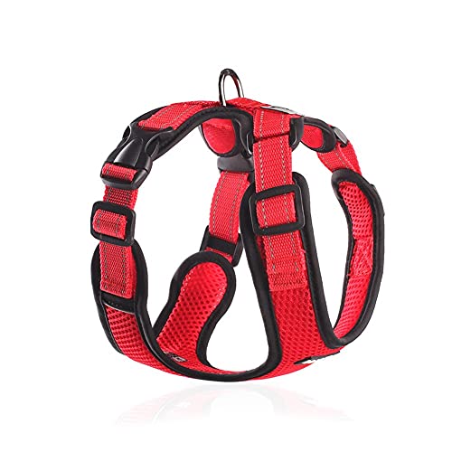 GGSM Reflektierendes Gittergewebe Atmungsaktiv Brustgeschirre Nylon Hundegeschirr Gepolstert No Pull Geschirr Hund Nicht Leicht Herunterzufallen Zum Kleine Mittelgroße EtcF-L:Bust 48~60cm von GGSM