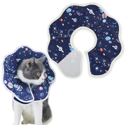 Halskrausen für Katze und Hündchen,Verstellbarer Kragen Soft Cone Recovery Schutz für Haustier Nach Operation und Verletzungen,Blau （16-26cm） von GGUFAY