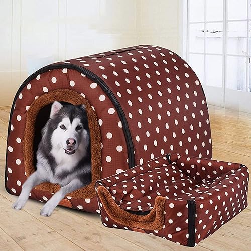 GGoty Extra großes Hundebett, faltbar, 2-in-1-Hunde-Sofa, Kissen, wasserdicht, Anti-Angst, Haustier-Unterschlupf, abnehmbar, waschbar (M 45 x 38 x 36 cm, E) von GGoty