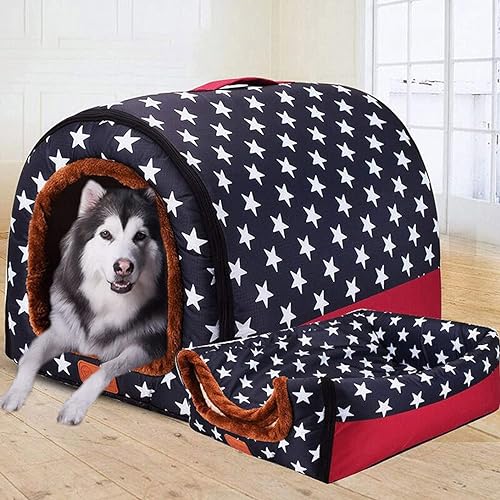 Extra großes Hundebett, faltbar, 2-in-1, Hundesofa, Kissen, wasserdicht, Anti-Angst, Haustierheim, abnehmbar, waschbar (S 35 x 32 x 35 cm, B) von GGoty