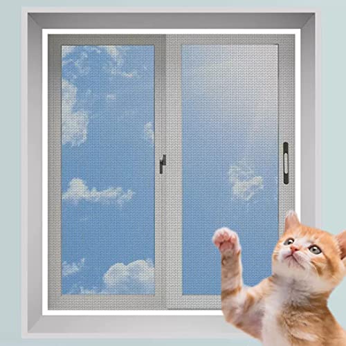 Fliegengitter für Katzenfenster, Mesh, Anti-Moskitonetz, Katzenfensterschutz für Katzen, kratzfest, Katzen-Balkonnetze, Haustierschutznetz (120 x 180 cm, weiß + grau) von GGoty