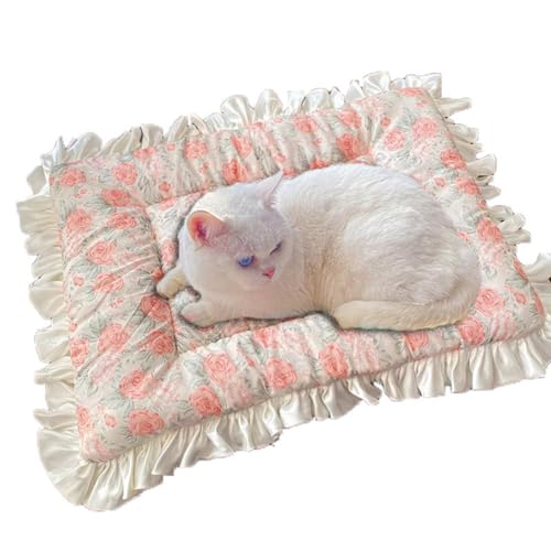 GGoty Katzenmatratze / Hundebett-Matte, Haustierbett-Matratze, waschbar, Welpenmatte, Kissen, doppelseitig, Haustierkissen für kleine Hunde/Katzen für den Innenbereich (L-70 x 50 cm, Rosa-B) von GGoty