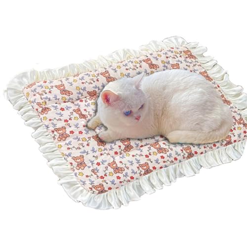 GGoty Katzenmatratze Hundebett-Matte, Haustierbett-Matratze, waschbar, Welpenmatte, Kissen, doppelseitig, Haustierkissen für kleine Hunde/Katzen für den Innenbereich (L-70 x 50 cm, Bär-B) von GGoty