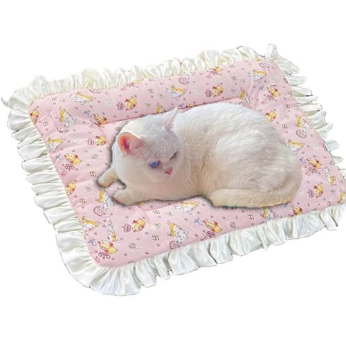 GGoty Katzenmatratze und Hundebett-Matte, Haustierbett-Matratze, waschbar, Welpenmatte, Kissen, doppelseitig, Haustierkissen für kleine Hunde/Katzen im Innenbereich (L-70 x 50 cm, Rosa-A) von GGoty