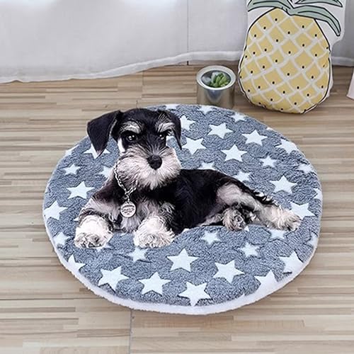 GGoty Rundes Hundebett, Fleece, Kissen, doppelseitige Katzen-/Hundematratze, warme Hundekäfig-Matte für kleine Haustiere, Katzen, Welpen, waschbar (1 Stück, S (40 cm), A) von GGoty