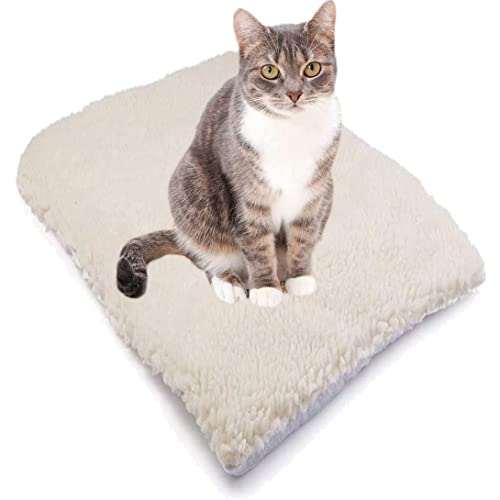 GGoty Selbstheizendes Hundebett, Katzenkissen, Katzenunterlage, wärmend, für den Winter, abnehmbar, waschbar, weiches Fleece, Haustierdecke für Katze/Hund/Welpen (60 x 45 cm, weiß) von GGoty