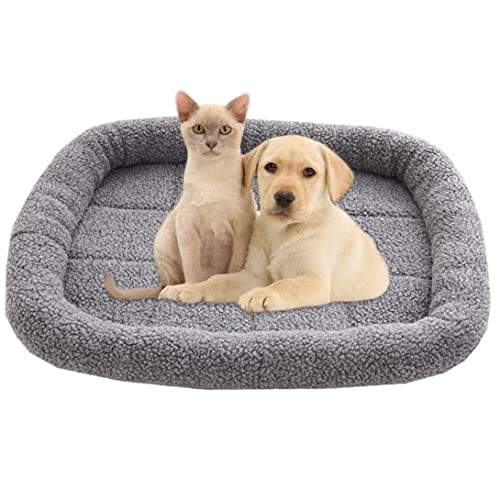 GGoty Weiche kleine Hundebett-Matratze, warmes Fleece-Hundematte, Bett, Haustierkissen, waschbar, rutschfest, Katzen-Schlafbett für Welpen, Katzen, Hund (60 x 50 cm, Grau) von GGoty