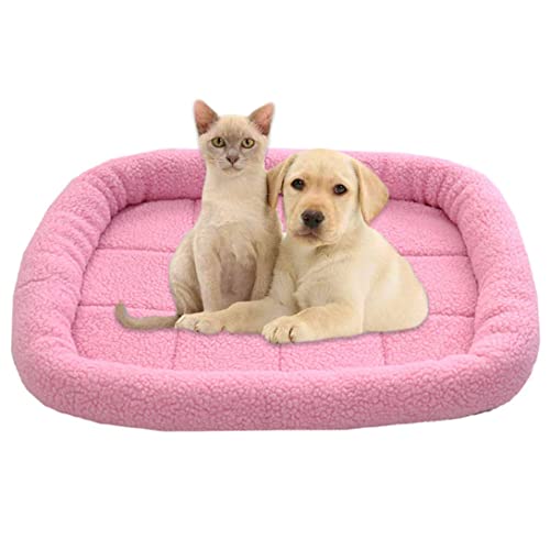 GGoty Weiche kleine Hundebett-Matratze, warmes Fleece-Hundematte, Haustierkissen, waschbar, rutschfest, Katzen-Schlafbett für Welpen, Katzen, Hund (75 x 60 cm, Rosa) von GGoty