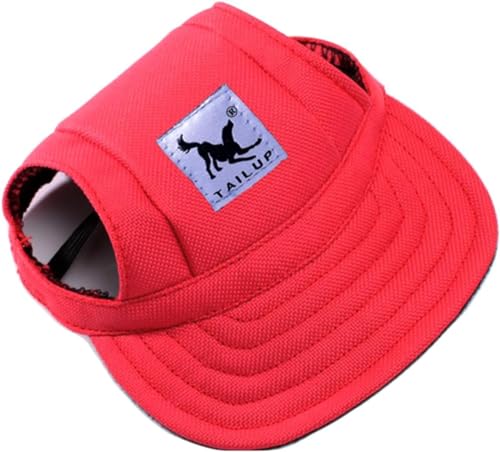 Hunde Baseball Cap, Haustier Baseball Mütze, Haustier Baseball Outdoor Cap, Haustier Visor Caps, Hund Sport Hüte, mit Ohrlöchern und Verstellbarem Kinnriemen, für Hunde Haustiere Welpen, Rot, S von GHEART