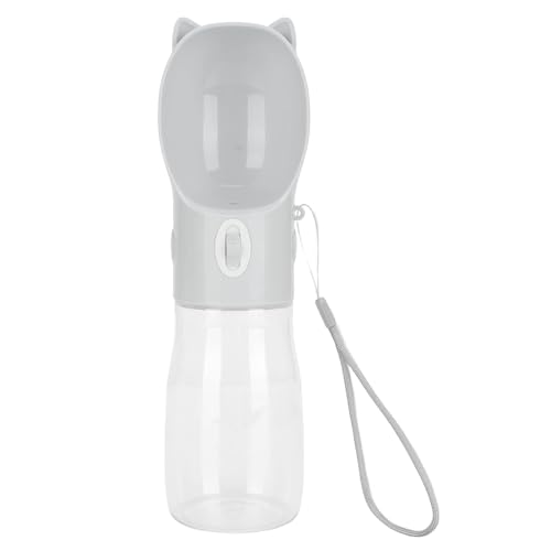 Hunde Wasserflasche, Hundetrinkflasche für Unterwegs, Tragbare Hunde Wasserflasche 380ml, Hunde Katzen Trinkbrunnen, Auslaufsicher Tragbar Trinkbehälter, für Wandern, Reisen, Spazierengehen, Grau von GHEART