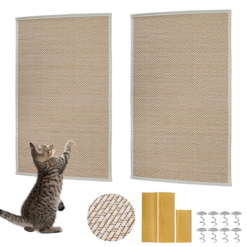 Kratzmatte Katze Sisal, 60 x 40cm Katzen Kratzbrett, 2 PCS Katze Kratzschutz an Wand Sofa Bett für Möbel Tür Kratzschutz von GHIBFBT