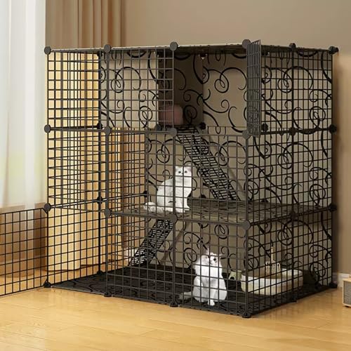 Großer Katzenkäfig, DIY-Katzengehege für draußen, Laufstall aus Metalldraht, großer Auslauf für 1–5 Katzen, Katzenlaufstall für Kleintiere, abnehmbare Zwinger aus Metalldraht (Größe: C-43,7 von GHKFEJGDEN