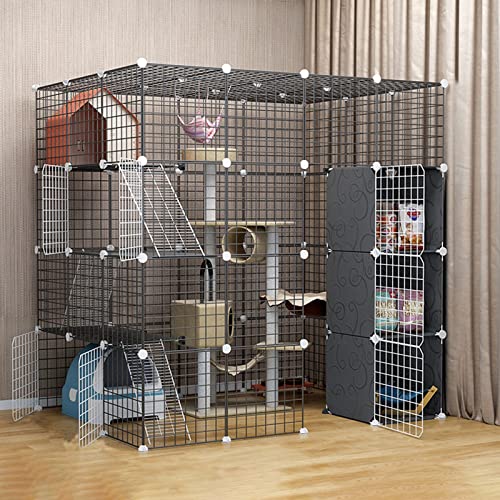 Katzenkäfig - Katzenlaufstall, Haustierkäfige für Katzen, Metallgehege, Netz, Übungshofzaun, Käfig für kleine Haustiere, Kaninchen, Igel, Katzen, Meerschweinchen, weiß von GHKFEJGDEN