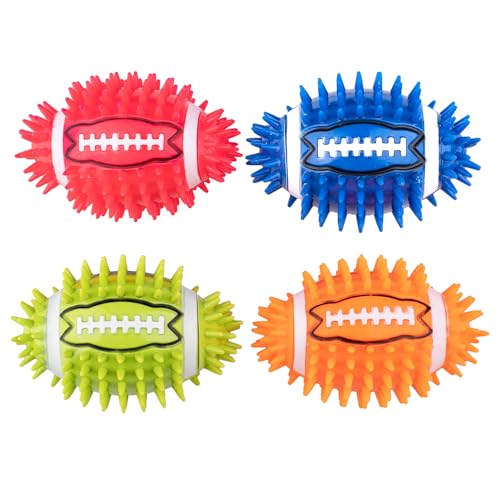 GHOBROFY Gummi Hundespielzeug Fußball 4er Set Rot Blau Grün Orange von GHOBROFY