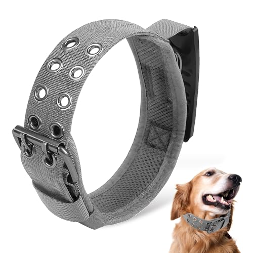 GHOBROFY Strapazierfähiges, verstellbares Hundehalsband, 3,8 cm, Grau von GHOBROFY