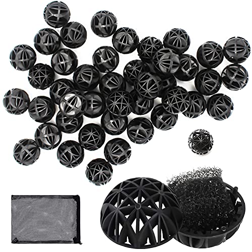 GIAK Bio Filterbälle Aquarium 100Stk Bio Balls Bio Kugeln Poröse für Filtration Reinigung Aquarium Teich Wasserfall brunnen,Filtermaterial für EX Außenfilter(mit Aquarium Filtertüten) von GIAK