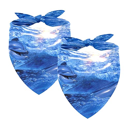 2Pcs Hunde Bandanas Hochzeit Foto Requisite Lätzchen Haustier Zubehör Haustier Schal Katzen Bandana für Hunde Welpen,Blauer Delphin von GIAPB