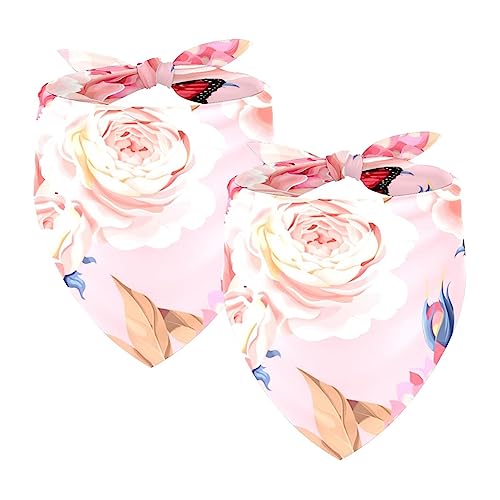 2Pcs Hunde Bandanas Hochzeit Foto Requisite Lätzchen Haustier Zubehör Haustier Schal Katzen Bandana für Hunde Welpen,Blumen und Schmetterling von GIAPB