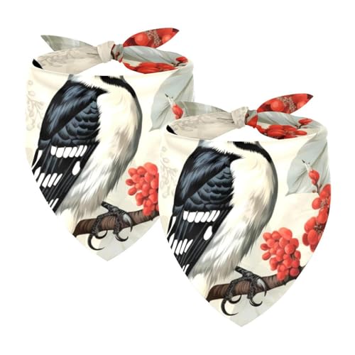 2Pcs Hunde Bandanas Hochzeit Foto Requisite Lätzchen Haustier Zubehör Haustier Schal Katzen Bandana für Hunde Welpen,Tier Pflanzen Vogel Kunstmuster von GIAPB