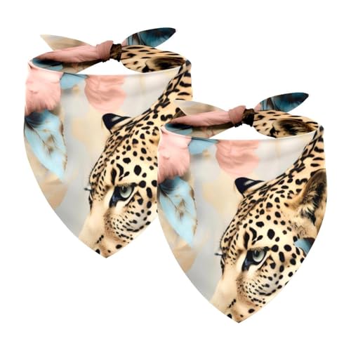 2Pcs Hunde Bandanas Hochzeit Foto Requisite Lätzchen Haustier Zubehör Haustier Schal Katzen Bandana für Hunde Welpen,Tierisches Leopardenmuster Blumenmuster von GIAPB