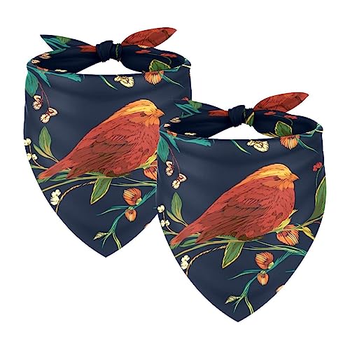 2Pcs Hunde Bandanas Hochzeit Foto Requisite Lätzchen Haustier Zubehör Haustier Schal Katzen Bandana für Hunde Welpen,Vintage Vogel und Blume von GIAPB