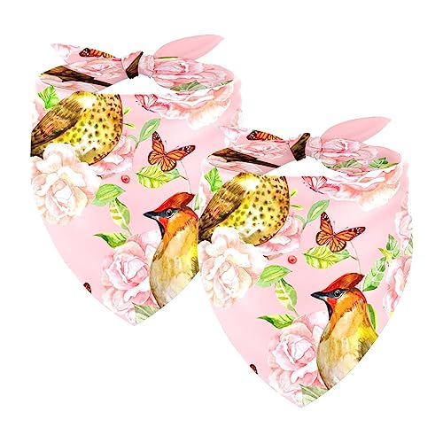 2Pcs Hunde Bandanas Hochzeit Foto Requisite Lätzchen Haustier Zubehör Haustier Schal Katzen Bandana für Hunde Welpen,Vogel Rosen Rosa Hintergrund von GIAPB