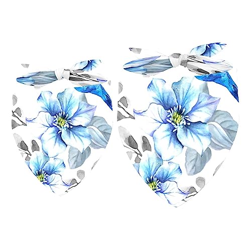 2Pcs Hundehalstücher Taschentücher Schals Lätzchen Kopftücher Schals Zubehör für Hunde Katzen Haustierliebhaber,Blaue Blume und Vogel von GIAPB