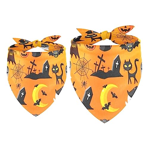 2Pcs Hundehalstücher Taschentücher Schals Lätzchen Kopftücher Schals Zubehör für Hunde Katzen Haustierliebhaber,Cartoon Halloween Muster von GIAPB