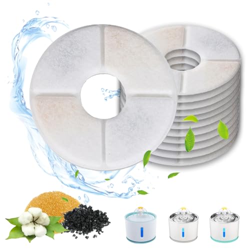 GIAPINST 12 Stück Katzenbrunnen Filter, Trinkbrunnen Filter für 2.4L/85oz Wasserspender Katzen, Ersatzfilter Wasserbrunnen für Katzen, Harz aktivierte Kohlenstoff Dreifacher Filtration von GIAPINST