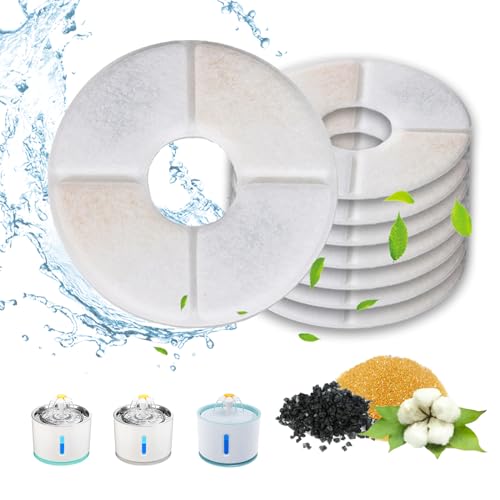 GIAPINST 8 Stück Katzenbrunnen Filter, Trinkbrunnen Filter für 2.4L/84oz Wasserspender Katzen, Ersatzfilter Wasserbrunnen für Katzen, Harz aktivierte Kohlenstoff Dreifacher Filtration von GIAPINST