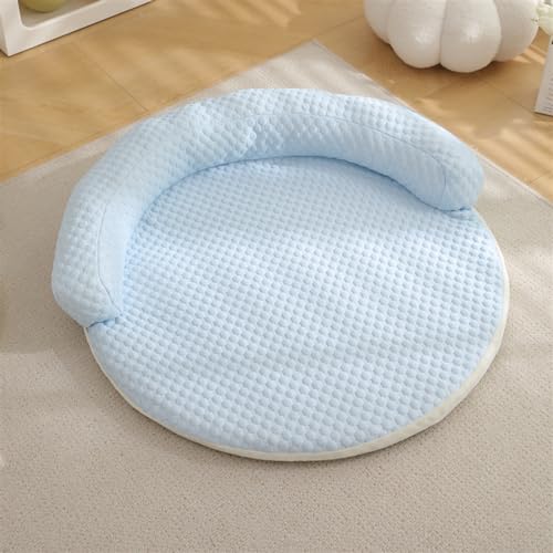 GIBZ Abziehbarer Hundebett mit Reißverschluss, Waschbare Katzen Matte mit Nackenkissen, Atmungsaktive Sommer Schlafmatte, Blau, 60cm von GIBZ