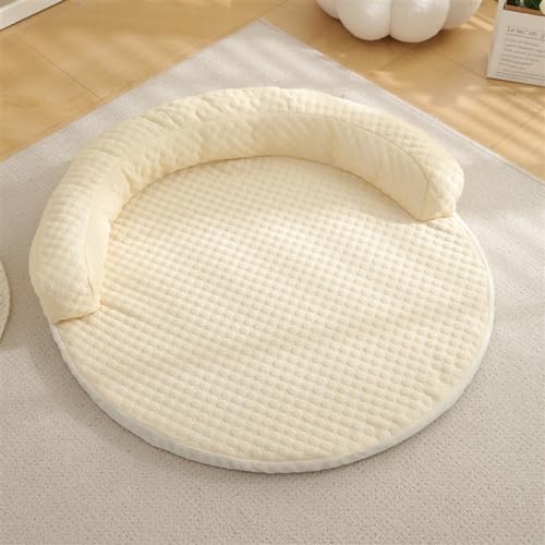 GIBZ Abziehbarer Hundebett mit Reißverschluss, Waschbare Katzen Matte mit Nackenkissen, Atmungsaktive Sommer Schlafmatte, Gelb, 50cm von GIBZ