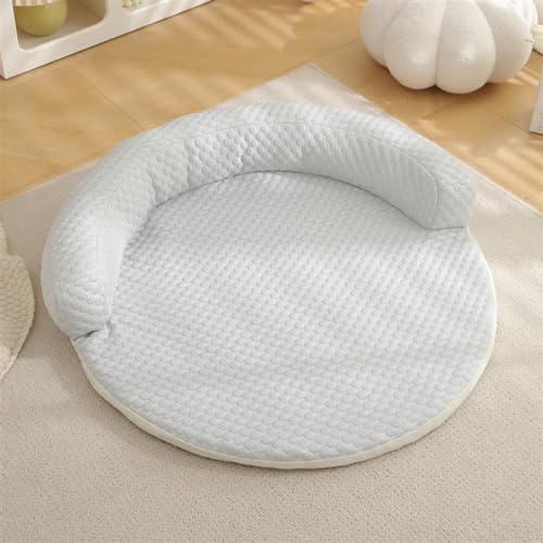 GIBZ Abziehbarer Hundebett mit Reißverschluss, Waschbare Katzen Matte mit Nackenkissen, Atmungsaktive Sommer Schlafmatte, Grau, 90cm von GIBZ