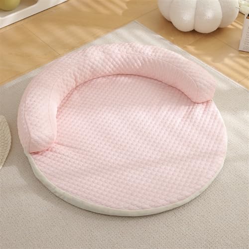 GIBZ Abziehbarer Hundebett mit Reißverschluss, Waschbare Katzen Matte mit Nackenkissen, Atmungsaktive Sommer Schlafmatte, Rosa, 60cm von GIBZ