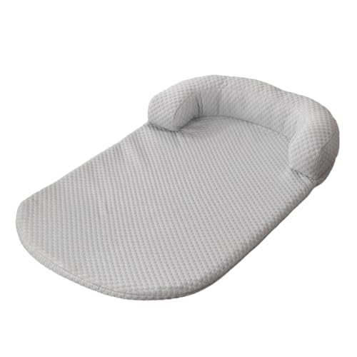 GIBZ Abziehbarer Hundebett mit Reißverschluss, Waschbare Katzenbett mit U Förmigem Nackenkissen, Schlafmatte für Haustiere, Grau, 120x75cm von GIBZ