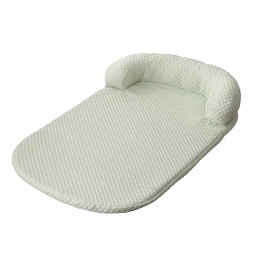 GIBZ Abziehbarer Hundebett mit Reißverschluss, Waschbare Katzenbett mit U Förmigem Nackenkissen, Schlafmatte für Haustiere, Grün, 100x75cm von GIBZ