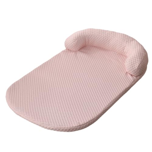 GIBZ Abziehbarer Hundebett mit Reißverschluss, Waschbare Katzenbett mit U Förmigem Nackenkissen, Schlafmatte für Haustiere, Rosa, 120x75cm von GIBZ