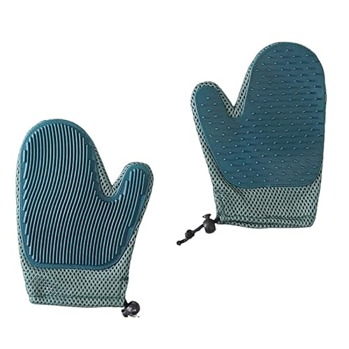 GIBZ Einstellbar Fellpflegehandschuh Katze Handschuhe Fellpflege 2 In 1 Katzenhaar-Handschuh & Haustierfell-Entferner GroßEr Massagehandschuh Sofa-Teppich-BettwäSche Blau von GIBZ