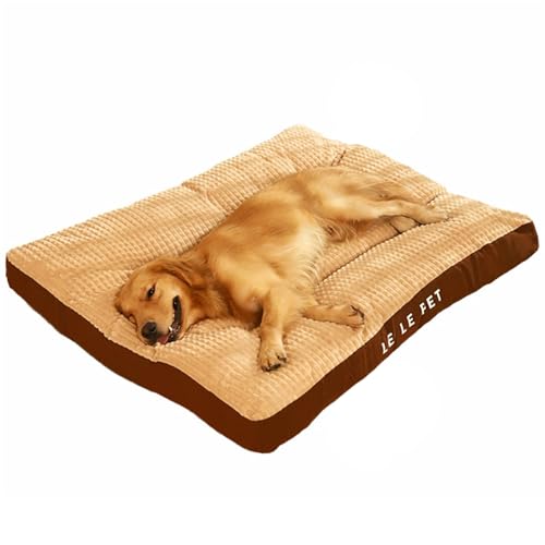 GIBZ Extra Großes Hundebett Weicher Flanell Warm Winter Waschbar Rechteckiges Katzenbett rutschfest Haustierbett für Klein Mittelgroß Braun 100x75x7cm von GIBZ