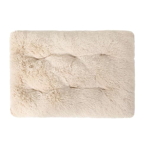 GIBZ Flauschig Hundebett Matte, Warme und Dicke Hundematte, Waschbares Kunstfell Plüsch Katzennest, Hundebett für Kaltes Winterwetter, Beige, M(65x50cm) von GIBZ