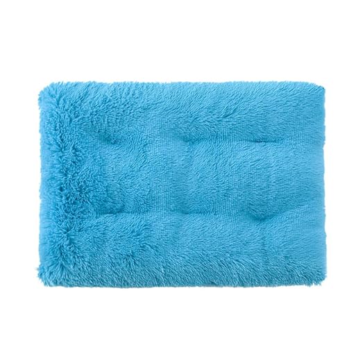 GIBZ Flauschig Hundebett Matte, Warme und Dicke Hundematte, Waschbares Kunstfell Plüsch Katzennest, Hundebett für Kaltes Winterwetter, Blau, S(55x40cm) von GIBZ