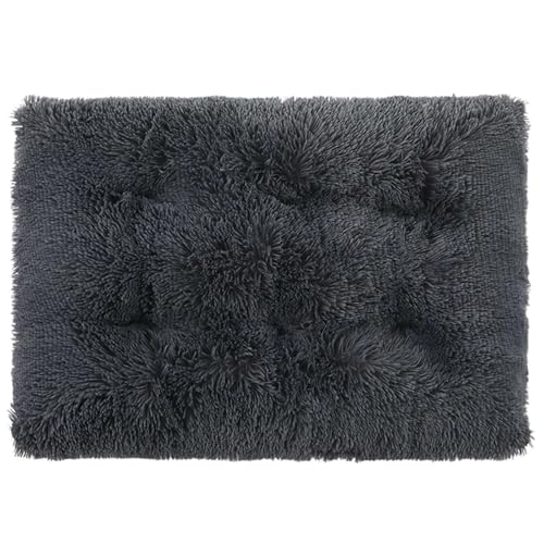 GIBZ Flauschig Hundebett Matte, Warme und Dicke Hundematte, Waschbares Kunstfell Plüsch Katzennest, Hundebett für Kaltes Winterwetter, Dunkelgrau, M(65x50cm) von GIBZ