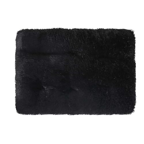 GIBZ Flauschig Hundebett Matte, Warme und Dicke Hundematte, Waschbares Kunstfell Plüsch Katzennest, Hundebett für Kaltes Winterwetter, Schwarz, L(80x55cm) von GIBZ