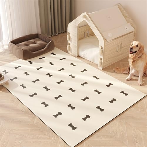 GIBZ Fütterung Matte Großes für Katzen Hunde Napfunterlage Rutschfestes Futternapf Unterlage Kunstleder Futtermatte Wasserdichtes Stil 2 100x120cm von GIBZ