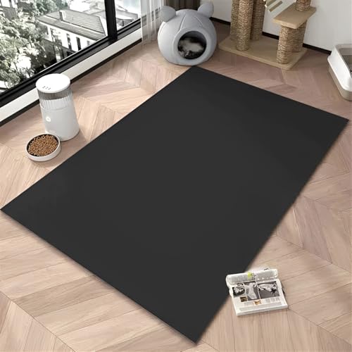 GIBZ Futtermatte Großes für Katzen Hunde Fütterung Matte Dicke 4 mm Kunstleder Napfunterlage Wasserdichtes Futternapf Unterlage Schwarz 30x40cm von GIBZ