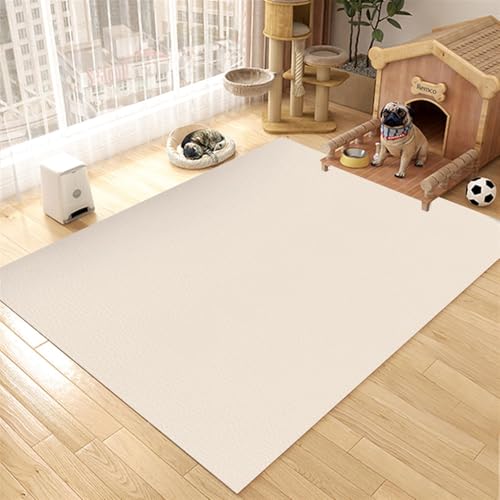 GIBZ Futternapf Unterlage Großes für Katzen Hunde Futtermatte Rutschfestes Kunstleder Fütterung Matte Wasserdichtes Napfunterlage, Dicke 4 mm Beige 120x160cm von GIBZ