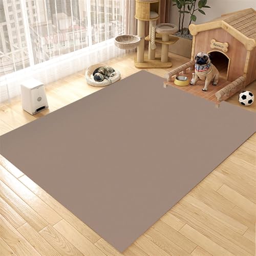 GIBZ Futternapf Unterlage Großes für Katzen Hunde Futtermatte Rutschfestes Kunstleder Fütterung Matte Wasserdichtes Napfunterlage, Dicke 4 mm Braun 100x120cm von GIBZ