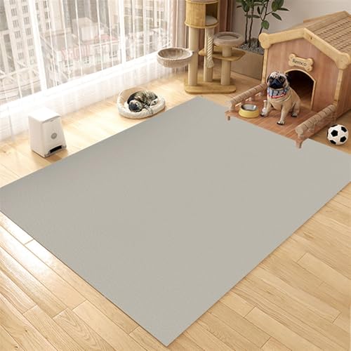 GIBZ Futternapf Unterlage Großes für Katzen Hunde Futtermatte Rutschfestes Kunstleder Fütterung Matte Wasserdichtes Napfunterlage, Dicke 4 mm Grau 2 100x120cm von GIBZ