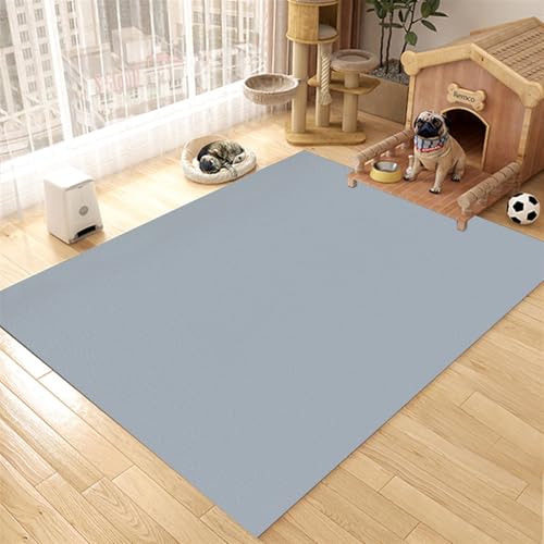 GIBZ Futternapf Unterlage Großes für Katzen Hunde Futtermatte Rutschfestes Kunstleder Fütterung Matte Wasserdichtes Napfunterlage, Dicke 4 mm Grau Blau 40x60cm von GIBZ